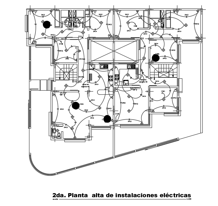 A detail drawing of the 21x20m three story house plan electrical layout