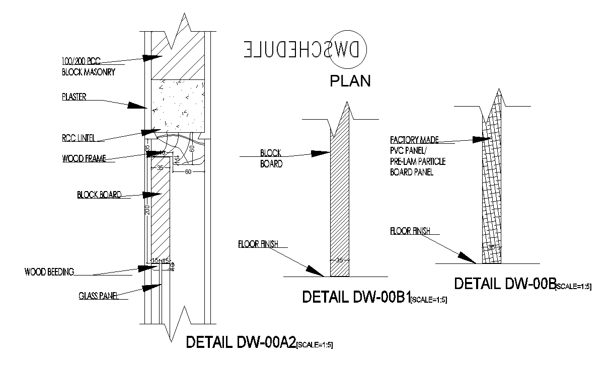 A detailed view of the 1800mm height of the door is given in this CAD file
