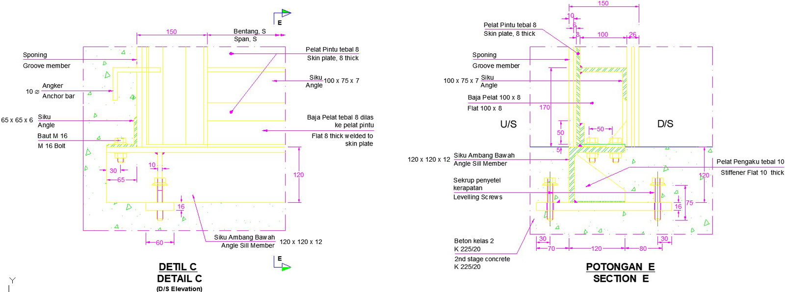 A detailed view of the gate is given in this AutoCAD file