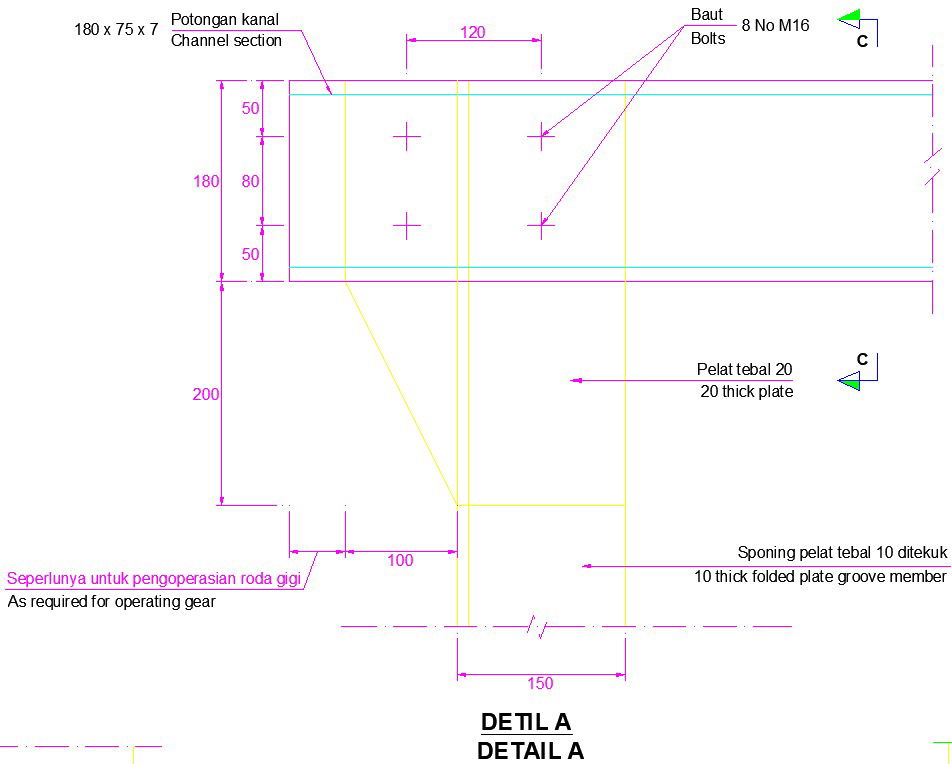 A detail plan of the gate is given in this AutoCAD file