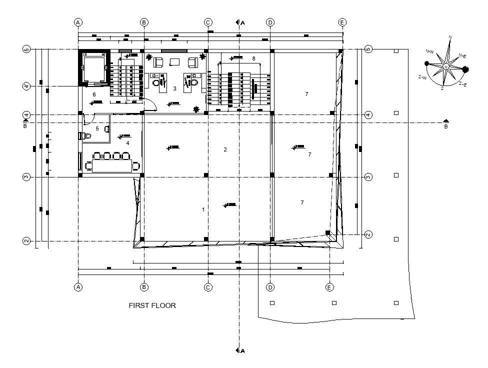 A detail view of the 25x20m first floor museum 2D plan