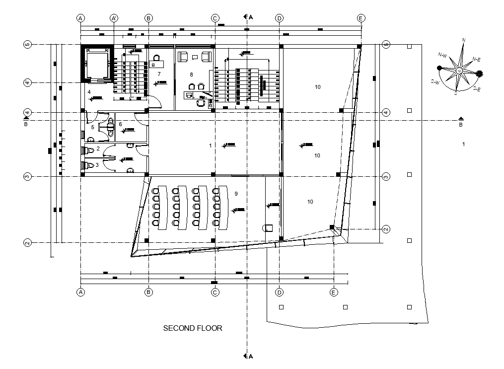 A detail view of the 25x20m second floor museum 2D plan