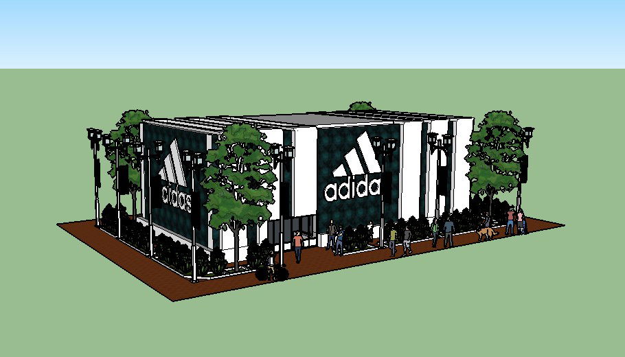 D Exterior SKP Model plan of Adidas Showroom CAD drawing Files