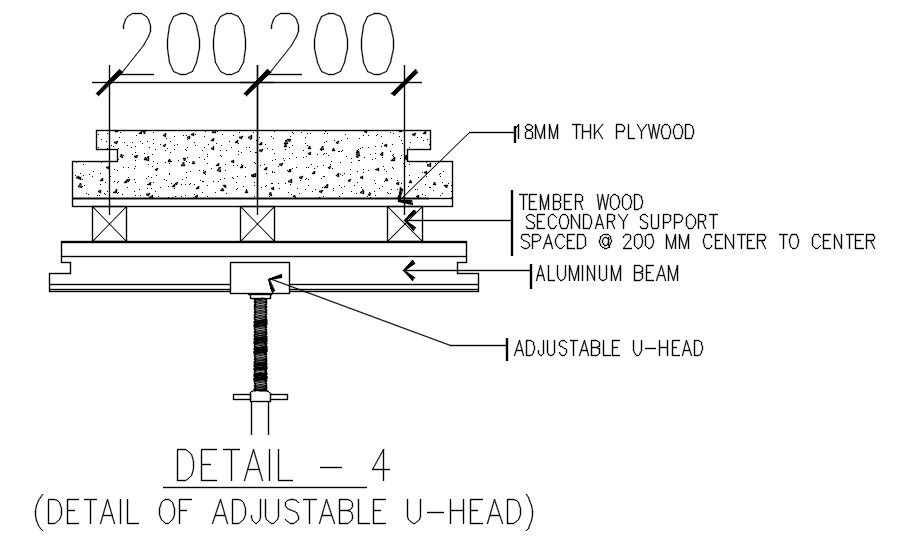 Adjustable U head design in detail AutoCAD drawing, dwg file, CAD file