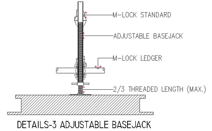 Adjustable base jack design in detail AutoCAD drawing, dwg file, CAD file