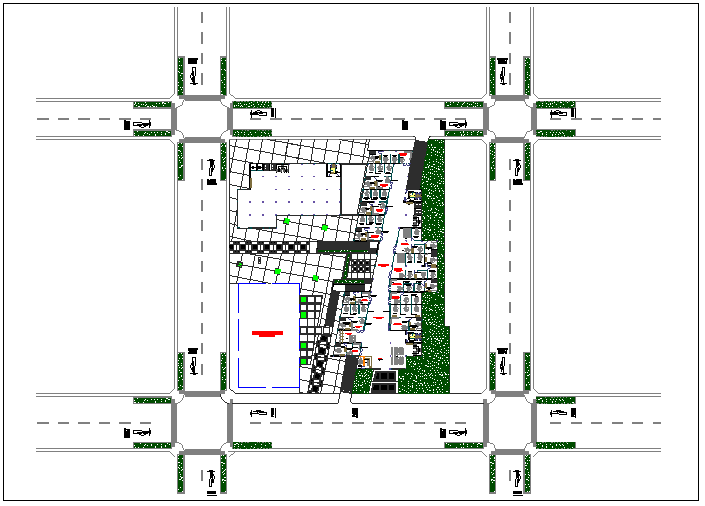Admin building of government landscape view dwg file