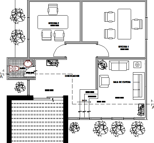 Admin office architecture layout plan details dwg file