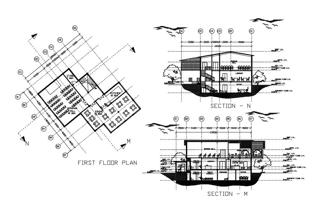 Administration Building Floor Plan In AutoCAD Drawings