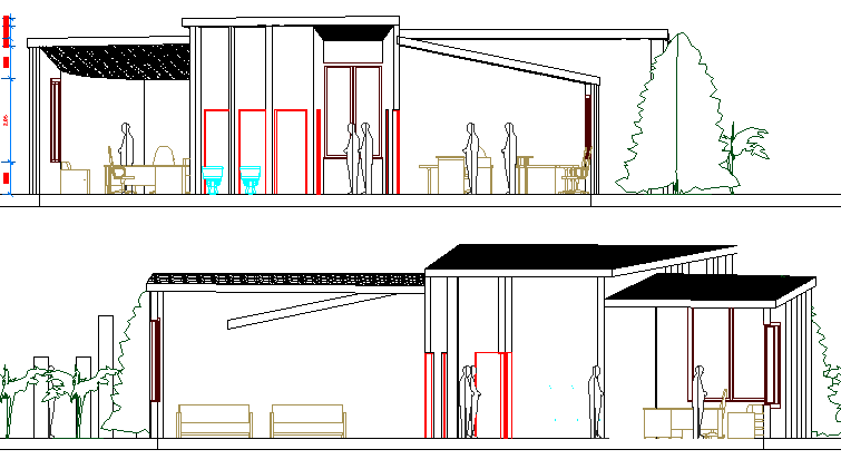 Administration Office Architecture Design and Section Plan dwg file