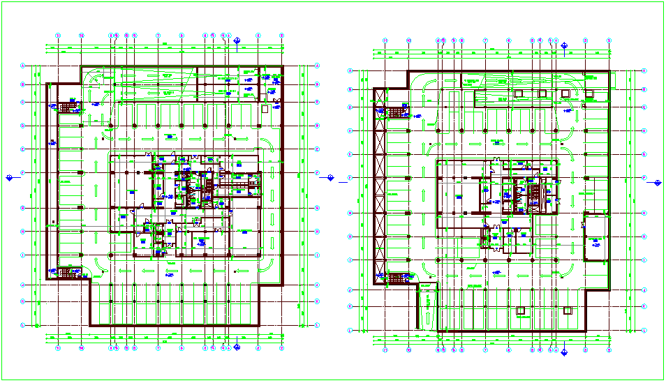 Administration building base plan design view dwg file