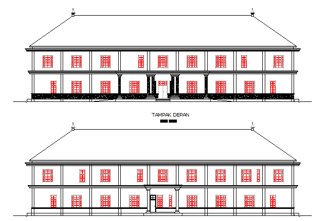 Administration building elevation dwg file