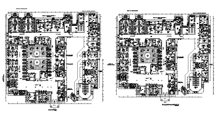 Administration building ground and first floor plan details dwg file