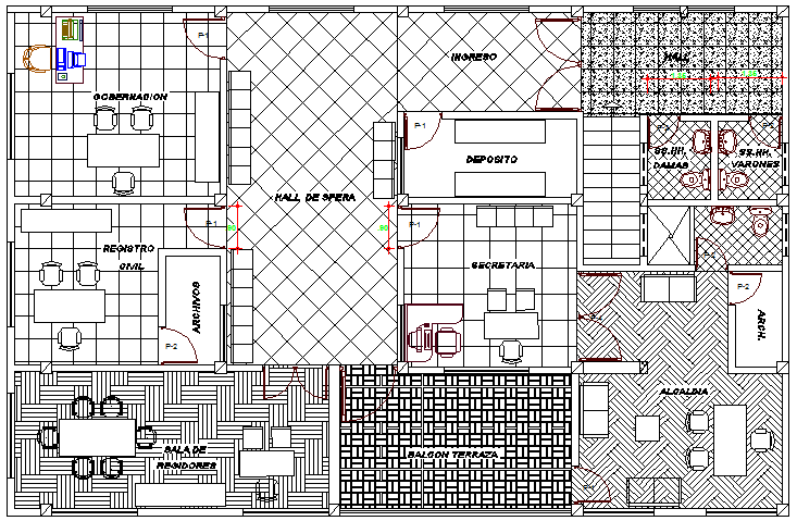 Administration office architecture layout plan details dwg file