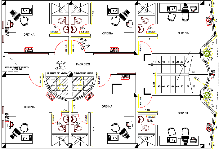 Administration office architecture layout plan details dwg file