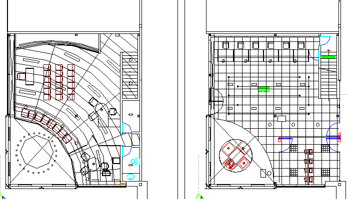 Administrative building architecture layout of floors dwg file
