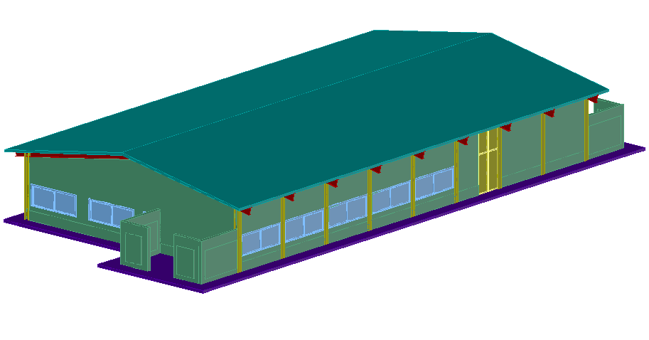 Administrative building design view in 3d dwg file