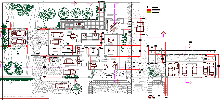 Administrative office architecture layout plan details dwg file
