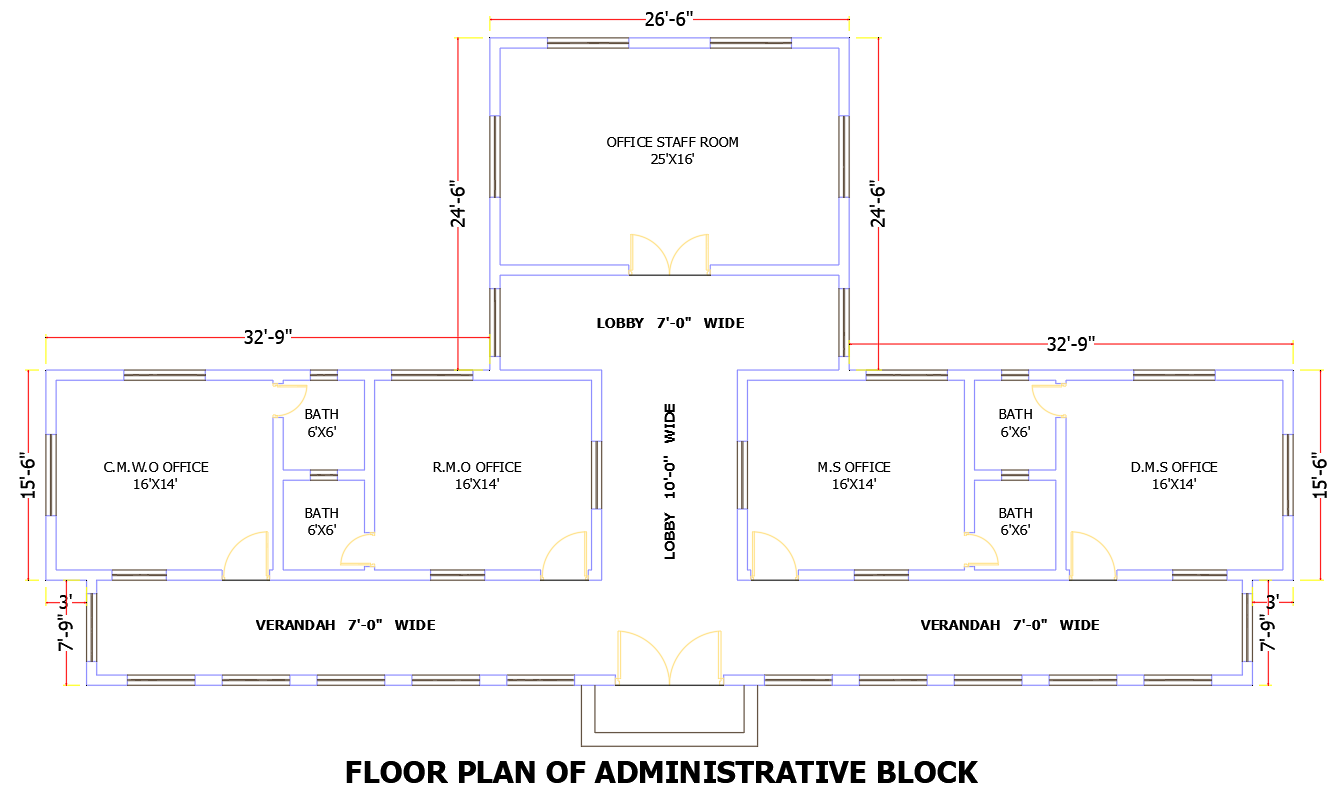 The administrative office block design is shown in CAD File