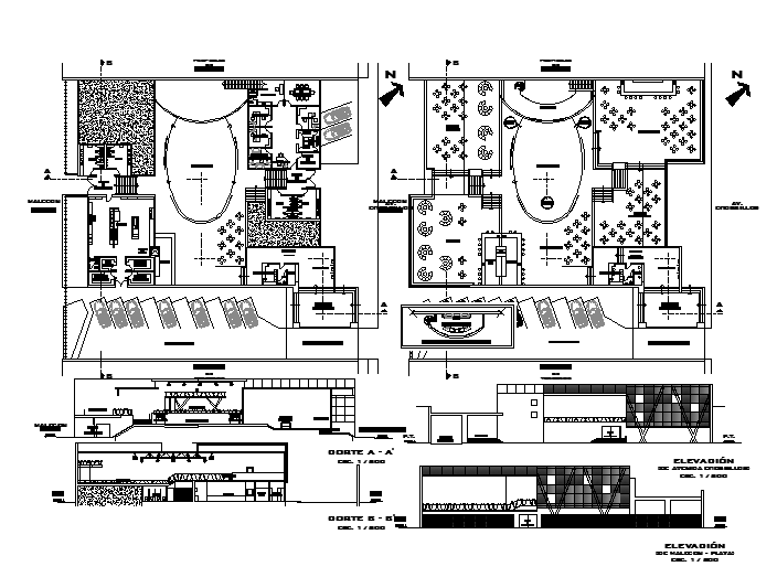 Aerobic building architecture floor plan design and detail