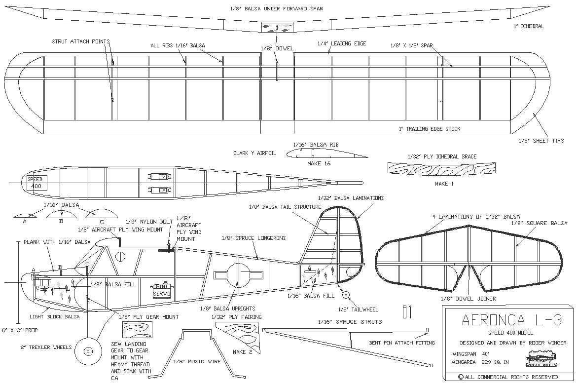 Aeronca plan and elevation DWG AutoCAD file