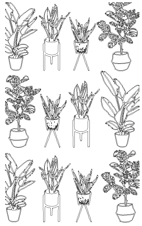 Aesthetic plants design for elevation design dwg autocad drawing .