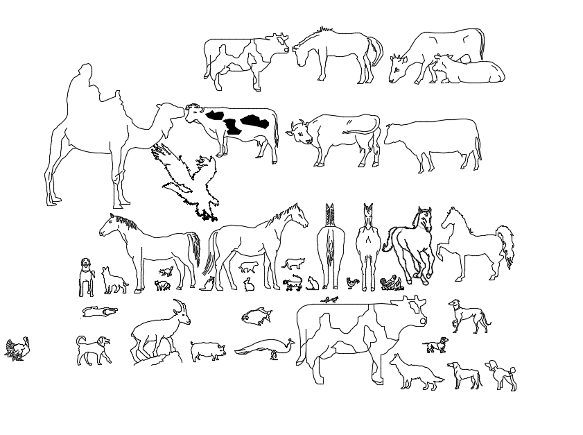 A farmhouse animal 2d cad drawing