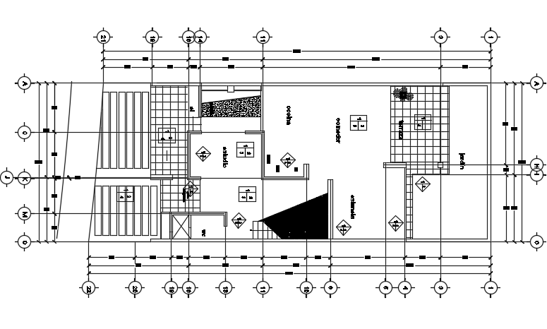 A finishes view of the 24x10m architecture two story ground floor house plan cad drawing