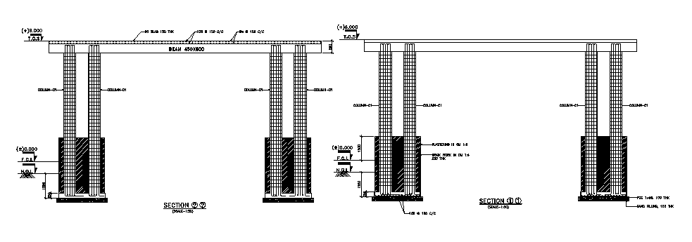 A foundation Plan and section detail of temple has given in this 2D Autocad DWG drawing file. Download the 2D Autocad DWG drawing file.