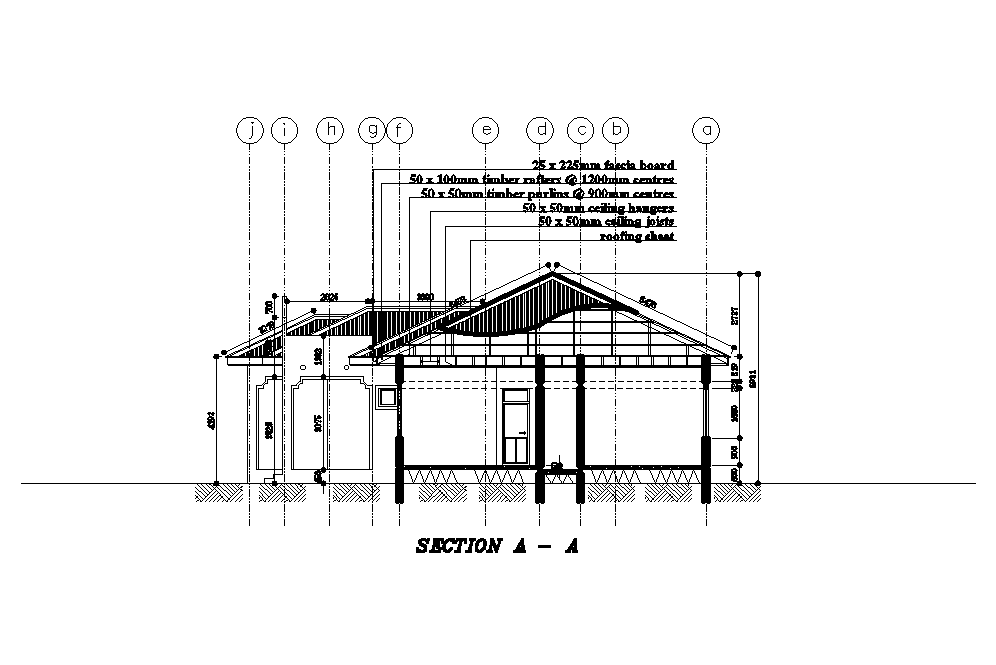 A front section view of of 17x16m residential plan is given in this Autocad drawing file. Download now.