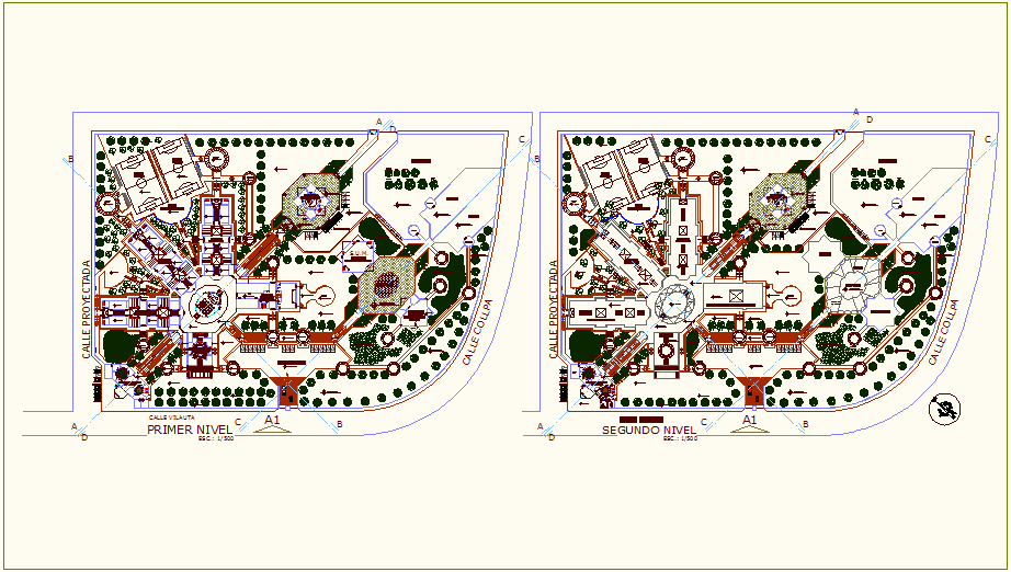 Agriculture collage first and second floor plan dwg file