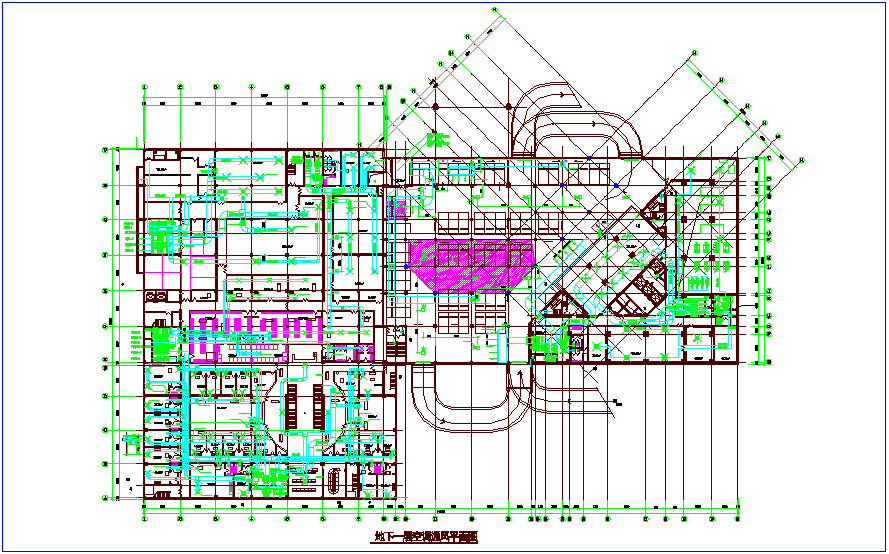 Air condition and ventilation pipe line view dwg file