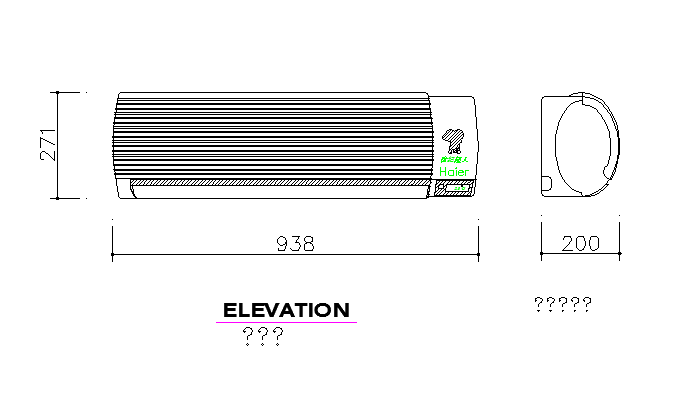 Air conditioner 2d front details