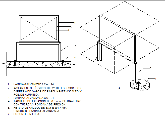 Air conditioning details for ducts with exterior insulation dwg file