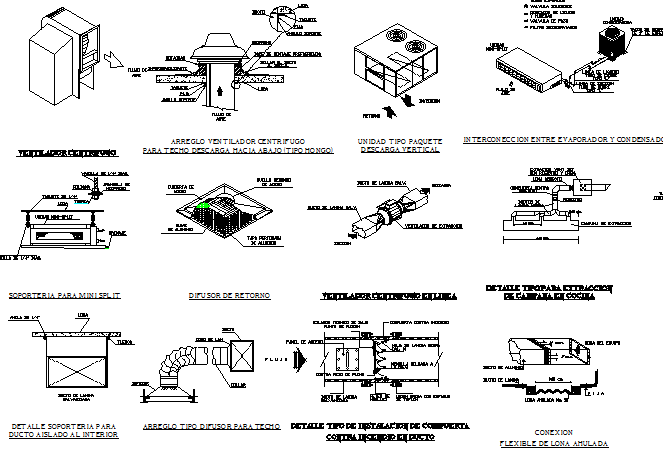 Air conditioning electric installation details dwg file
