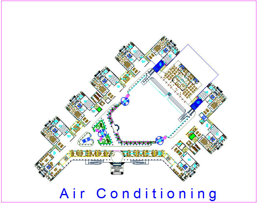 Air conditioning system of court design dwg file