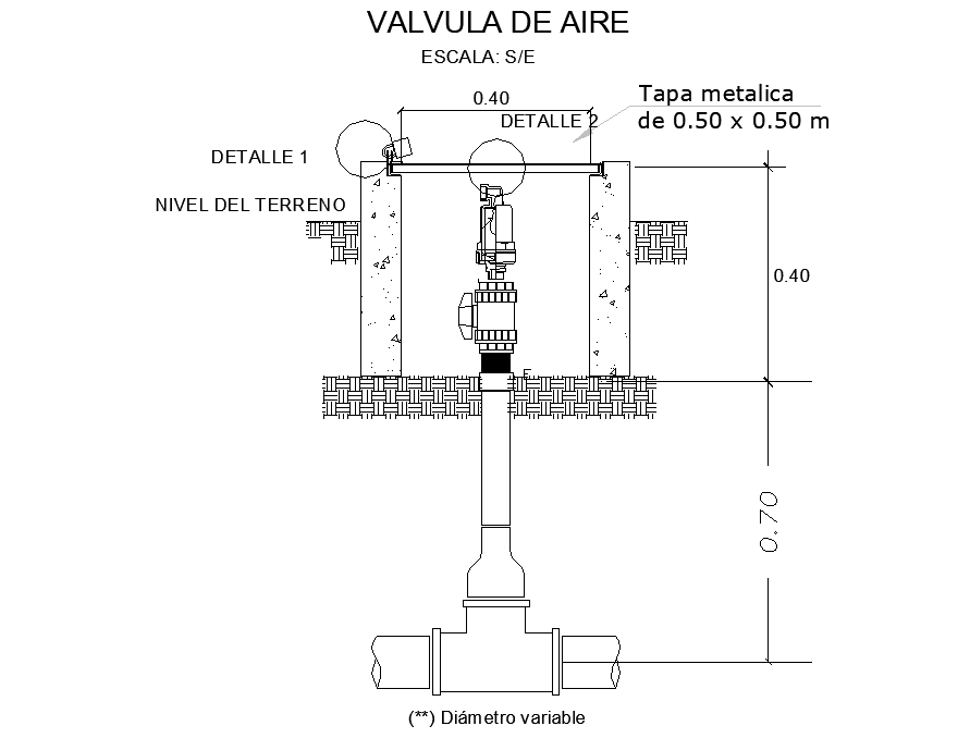 Air valve plan detail dwg file