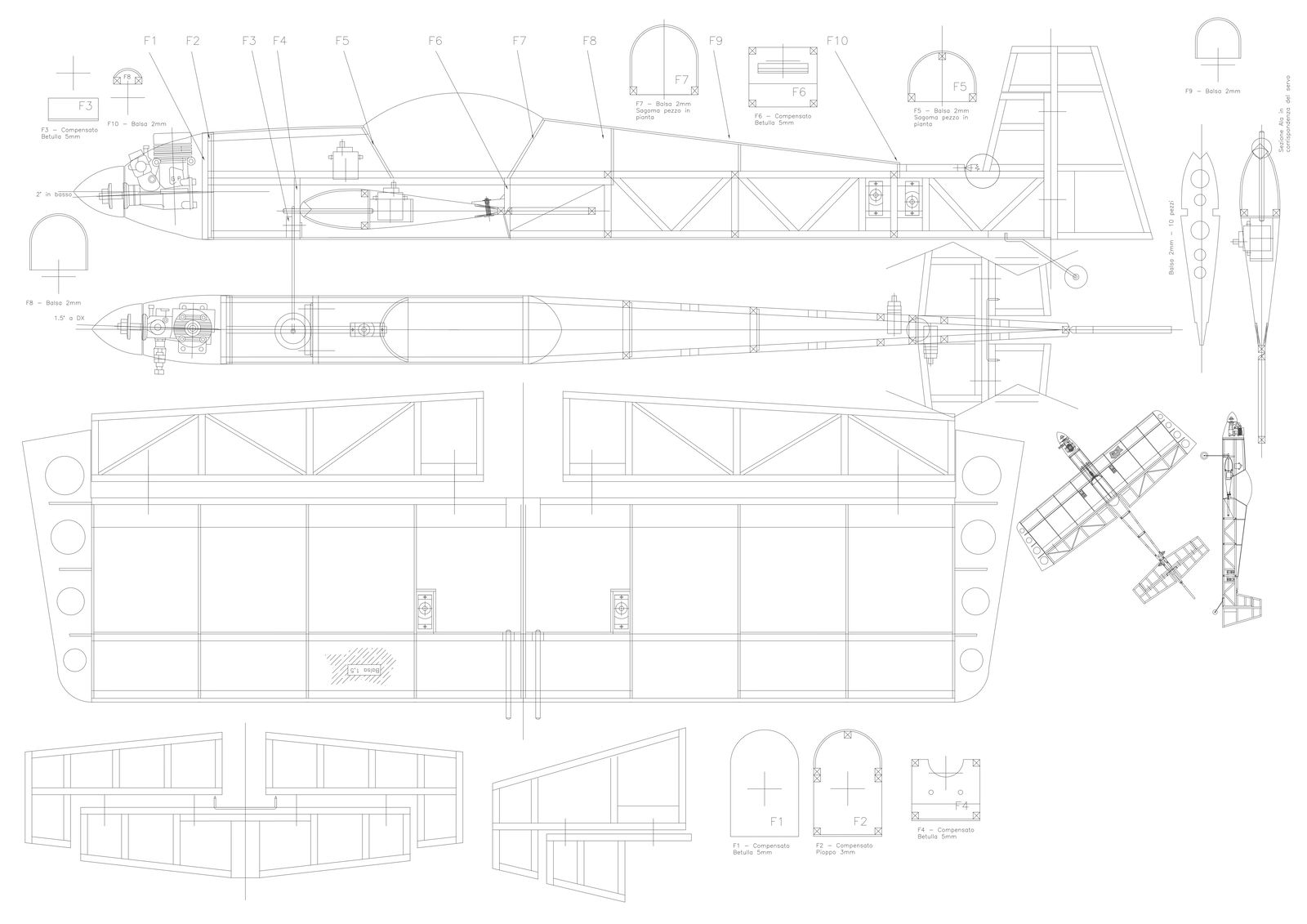 Aircraft design with details section and elevation dwg autocad drawing .