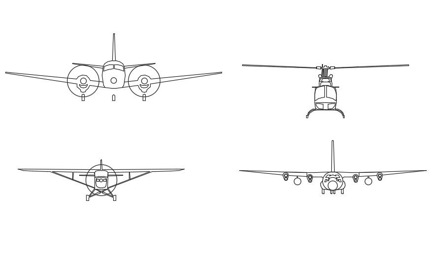 Airplane Front Elevation Design Free CAD Blocks