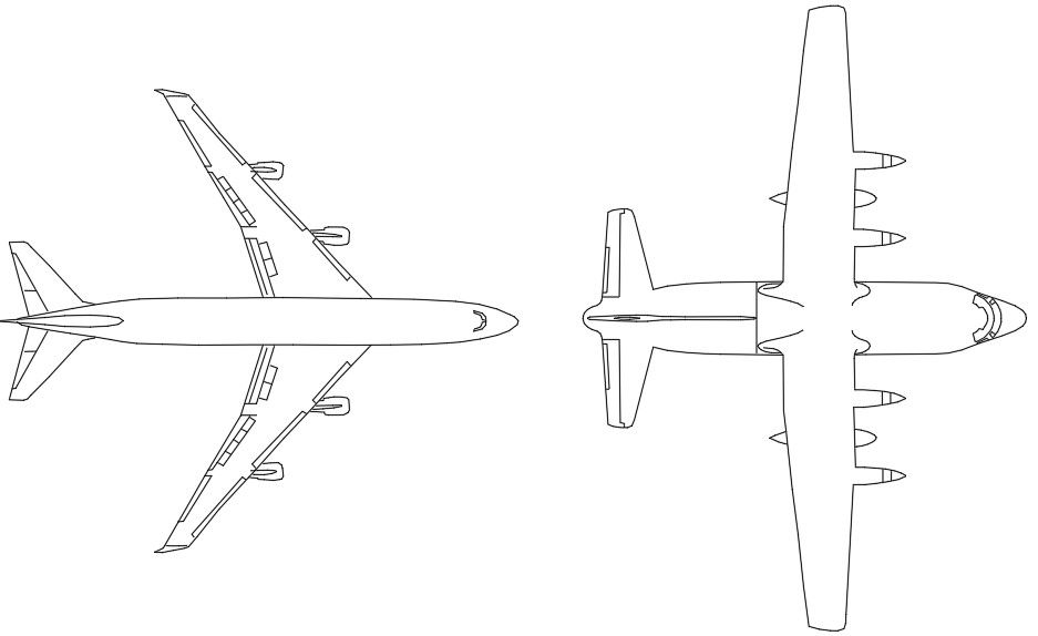 Airplane Top View Drawing CAD Blocks Free Download