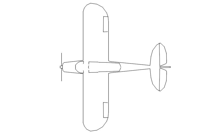 Airplane design in AutoCAD 2D drawing, dwg file, CAD file
