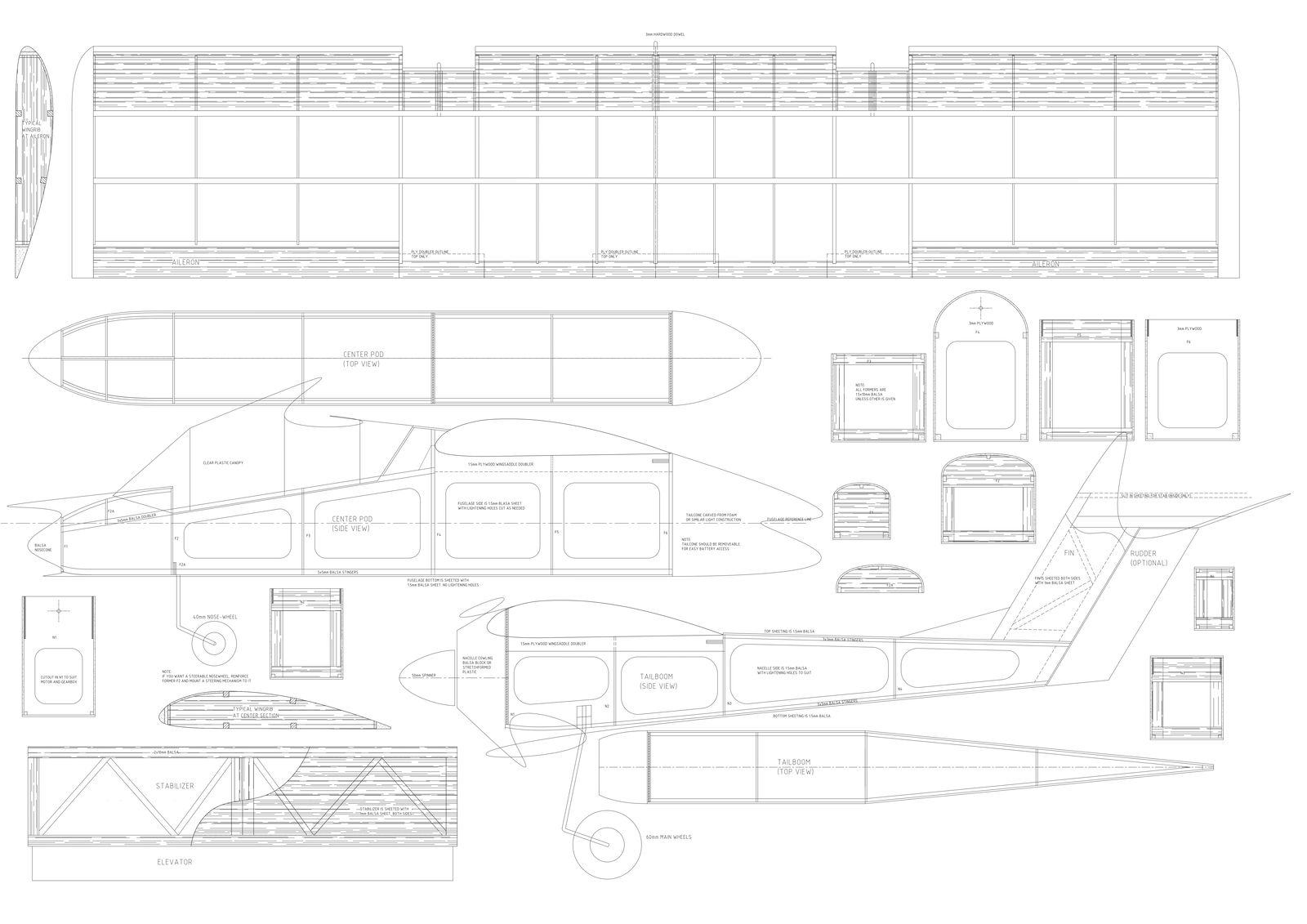Airplane design with parts detail dwg autocad drawing .