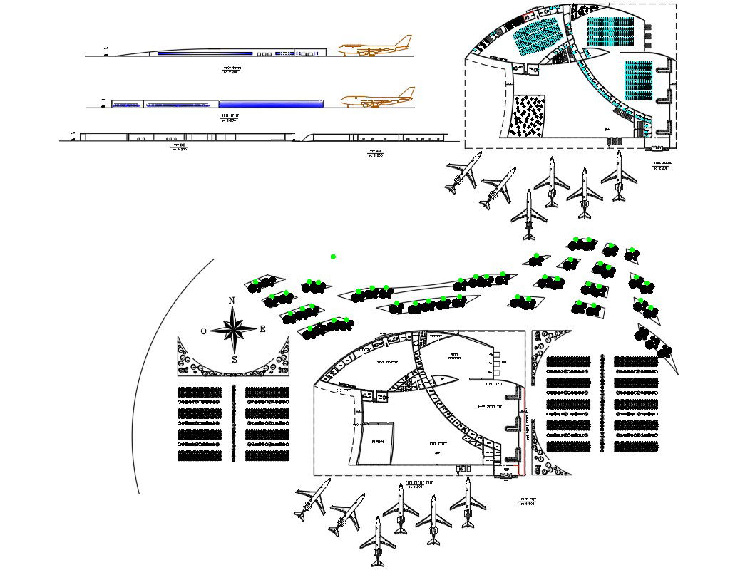 Airport  Plan And Section With DWG File