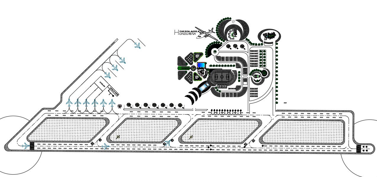 Airport Parking Area Plan With Design For DWG File