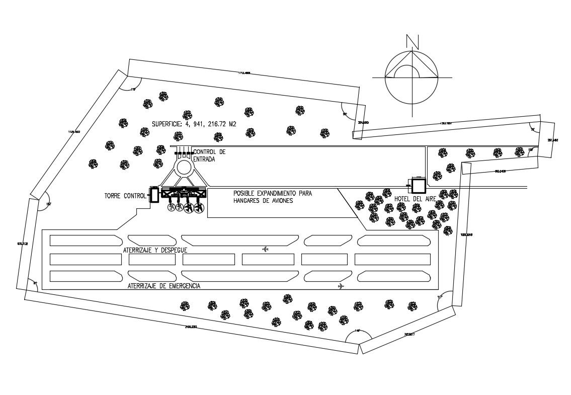 Airport layout and landscaping structure details dwg file