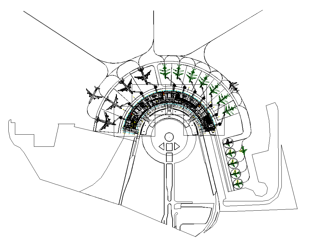 Airport parking system detail elevation 2d view layout file