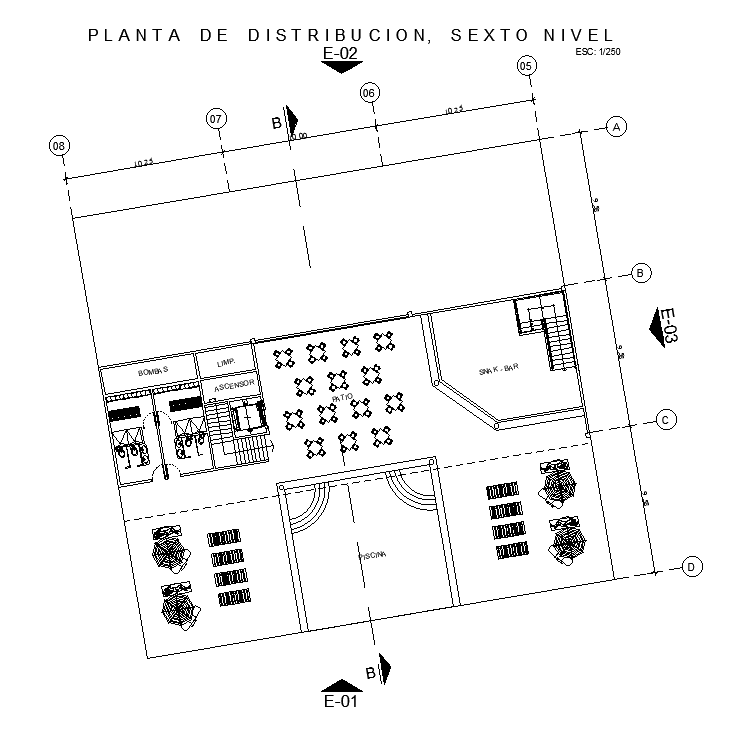 Airport 6th floor plan is given in this AutoCAD drawing model. Download now.