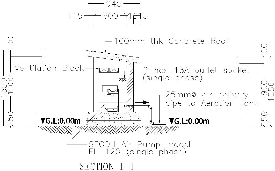 Air pump section details AutoCAD file