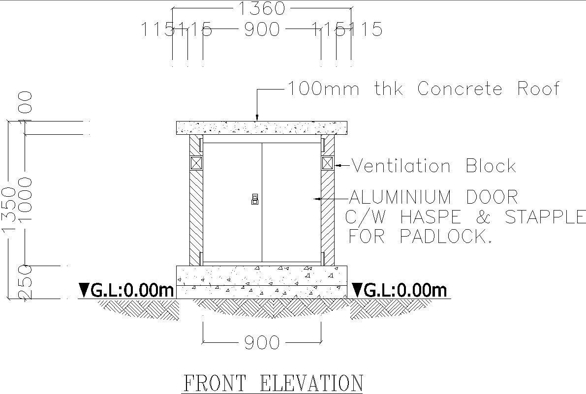Air pump section elevation details AutoCAD file