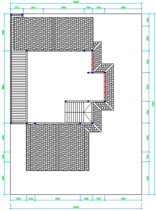 A layout of 16x22m residential duplex house plan CAD drawing
