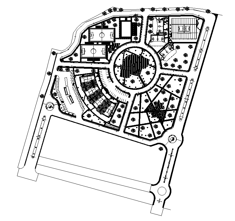 A layout of 250’x332’ club house plan is given in this AutoCAD drawing model.Download now.